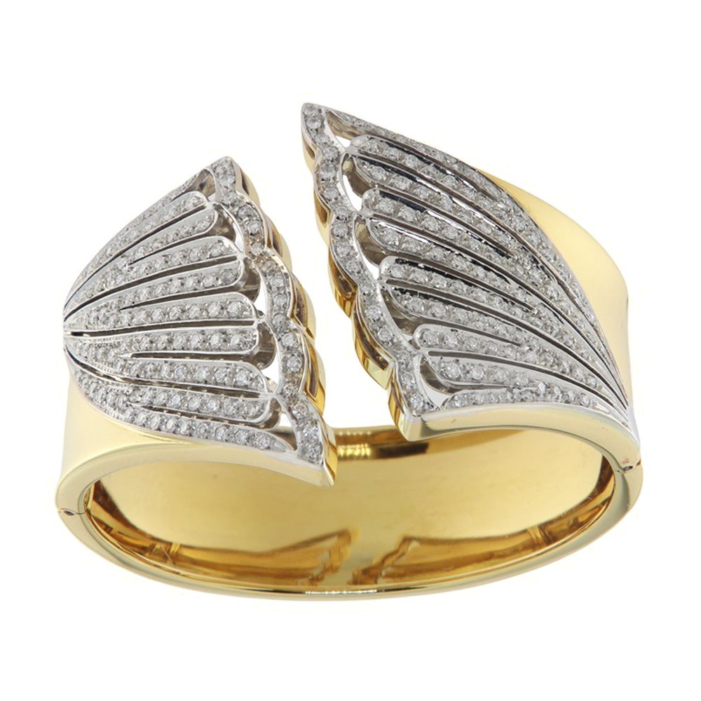 Bangle in yellow and white gold with diamonds, photograph 1