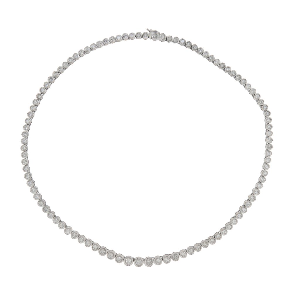 Tennis necklace in white gold with diamonds, 6.46 ct, photograph 1