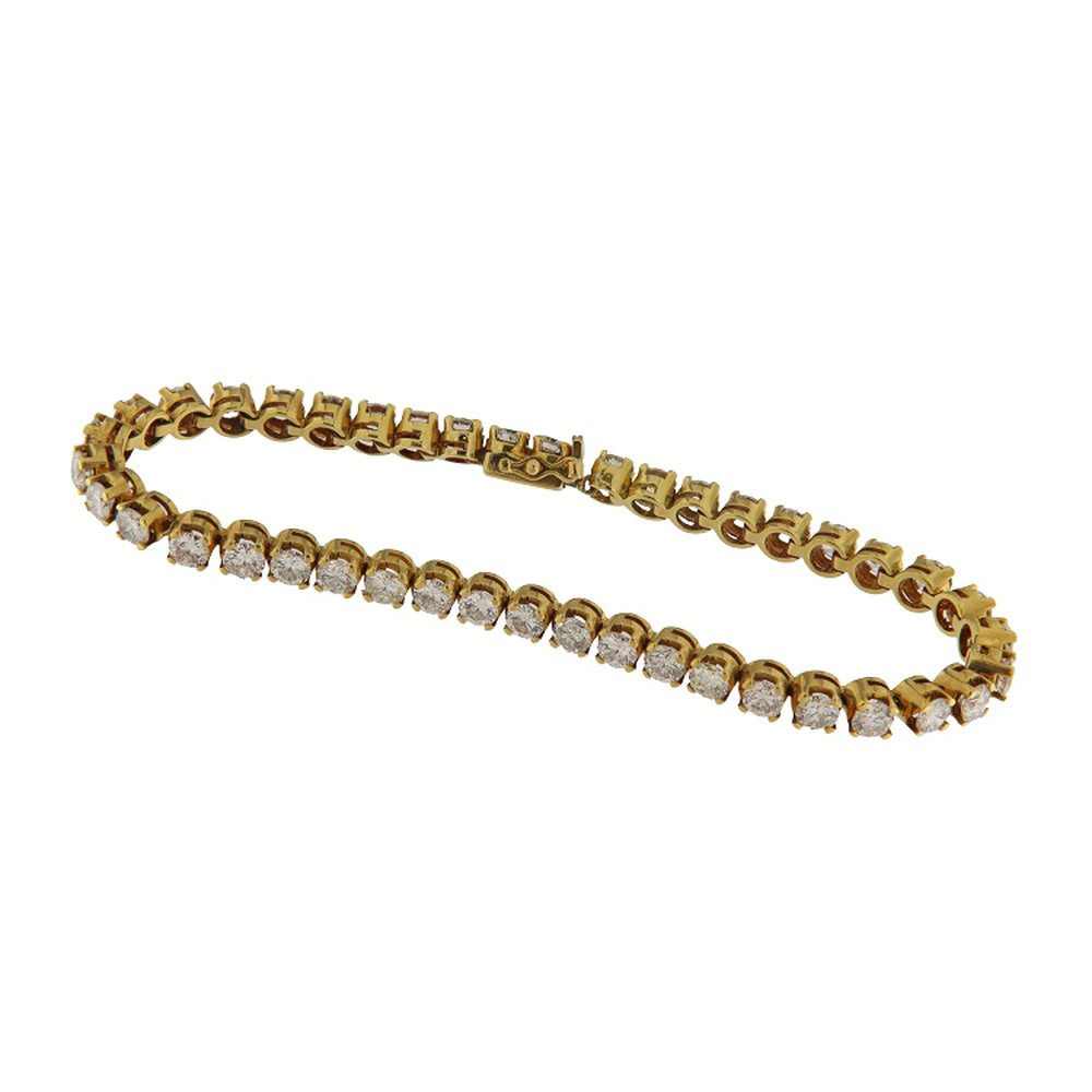Tennis bracelet in yellow gold with diamonds, 7.14 ct, photograph 1