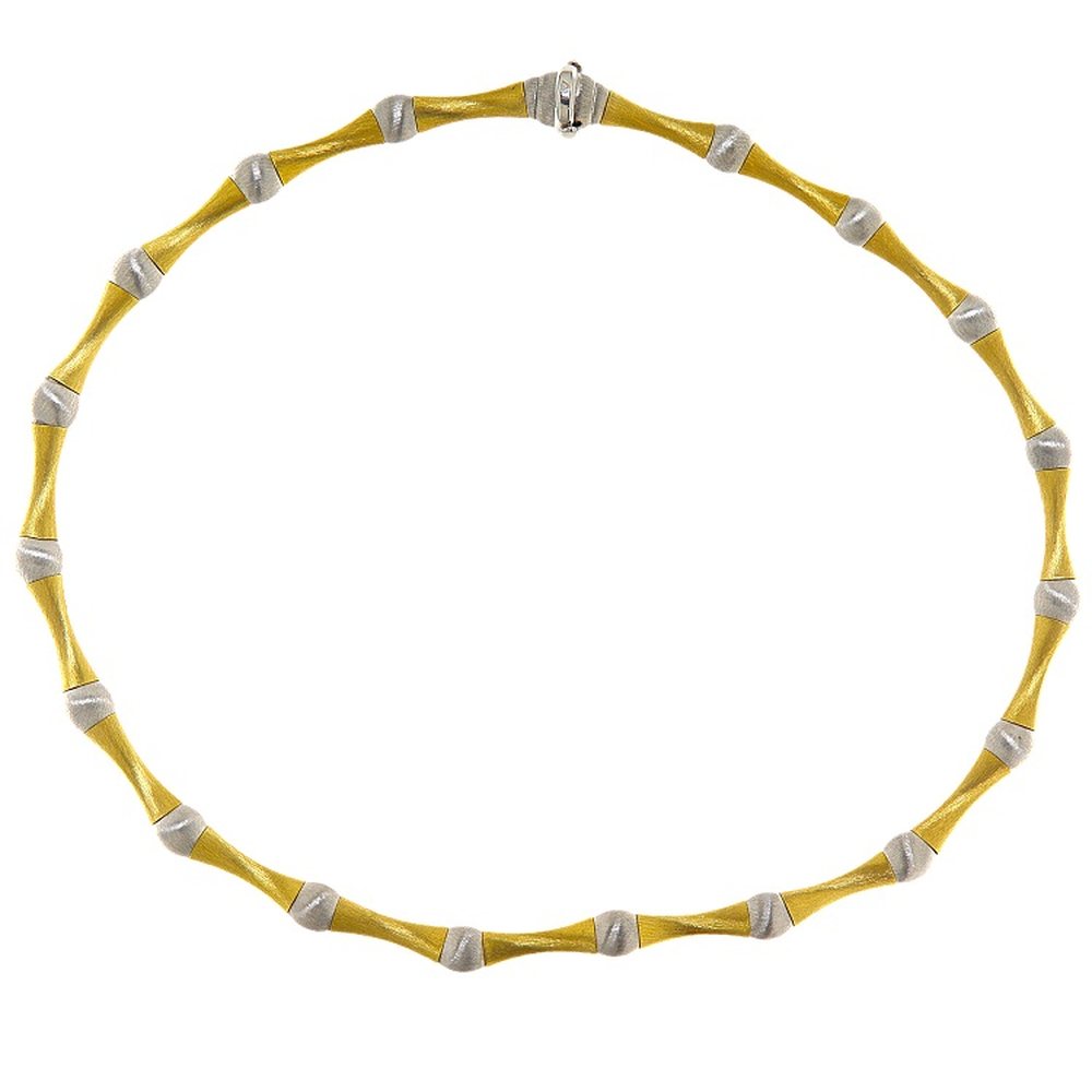 Necklace in yellow and white gold satin-finished, photograph 1