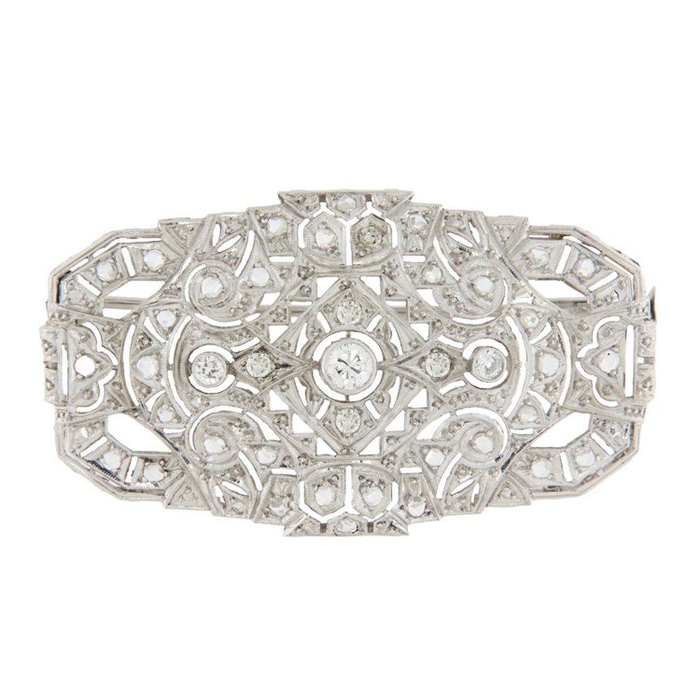 Brooch in white gold with diamonds, photograph 1